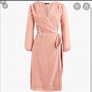 J. Crew Wrap Dress in Drapey Velvet Seashell